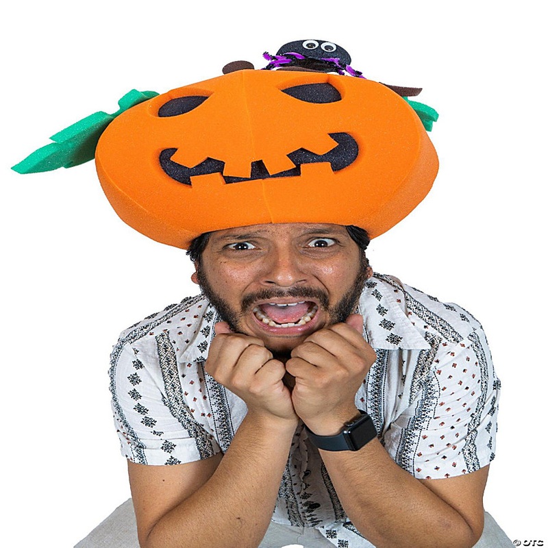 Foam Party Hats Jack o Lantern Hat - Photo Booth Prop - Party Favors -Halloween - Crazy Hat Day