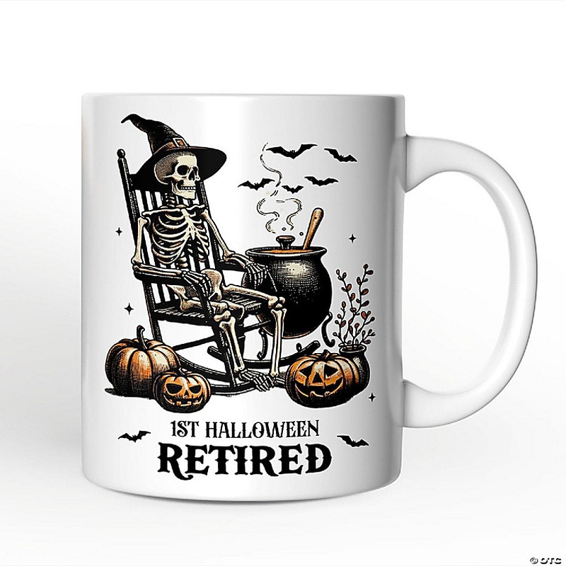 Funny Retired Skeleton Mug, Halloween Mug Gift, OrnamentallyYou
