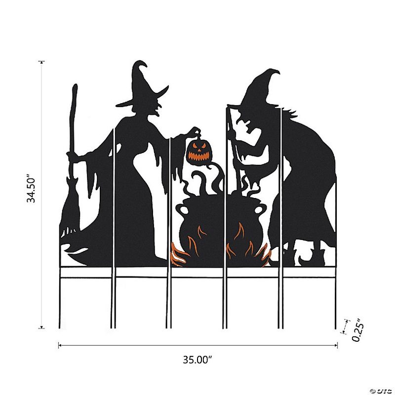 Glitzhome 34.5H Set of 5 Halloween Metal Silhouette Witches with Cauldron Yard Stake(Two function)