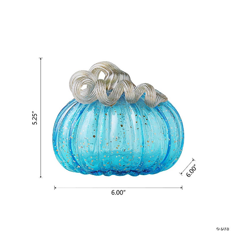 Glitzhome 5.95D Blue Small Glass Pumpkin