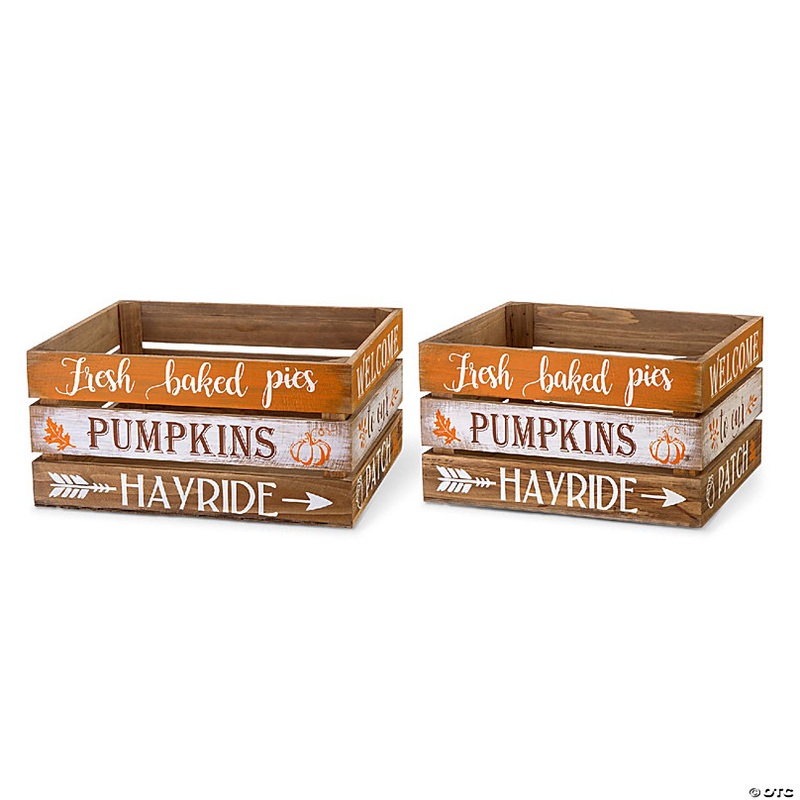 Glitzhome S/4 Wooden Pumpkin Crates