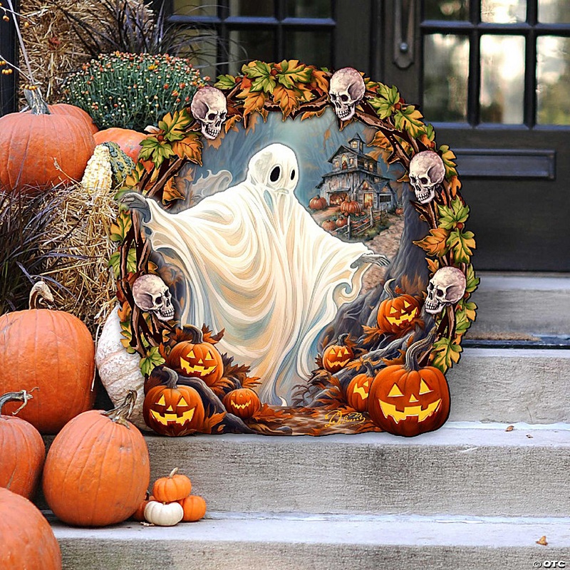 Halloween Ghost Wreath Door Decor by G. Debrekht
