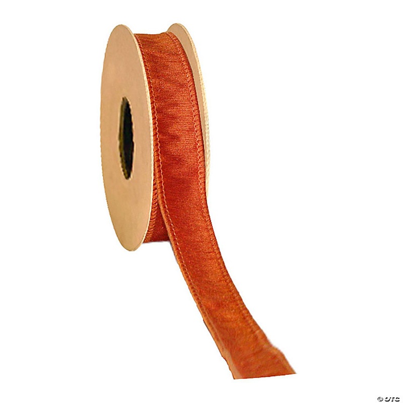 LaRibbons 1 Wired Dupioni Ribbon - Pumpkin - 10 Yard Roll