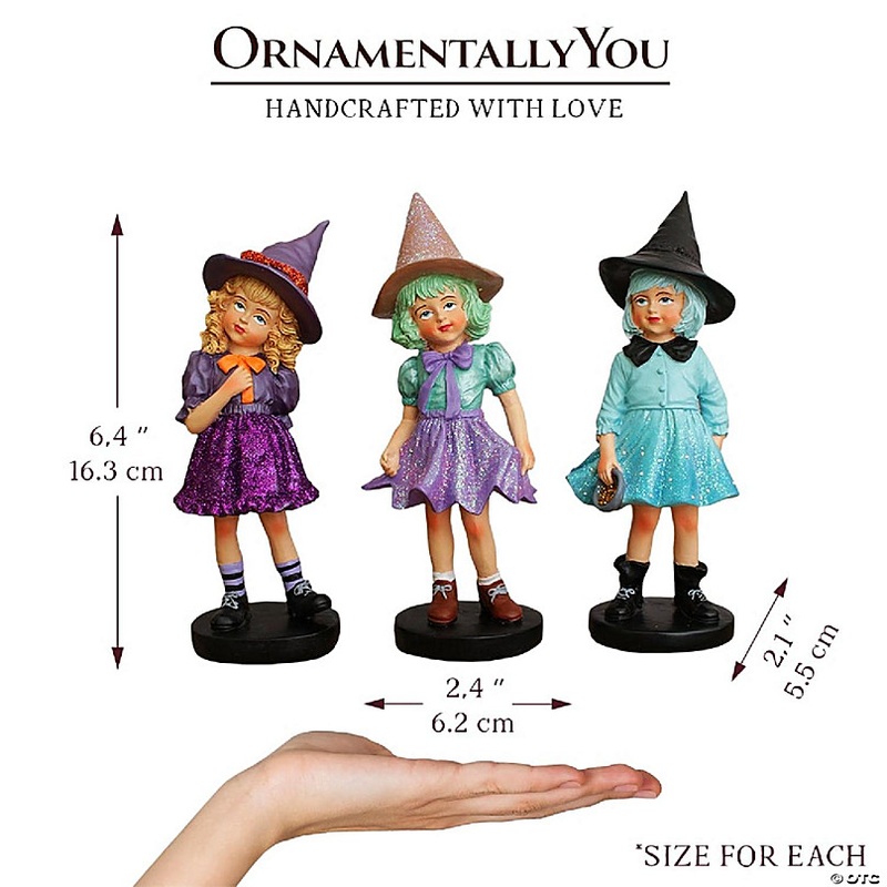 Mystical Victorian Witch Sisters Set of Three Figurines, Enchanted 6 Statues for a Bewitching Halloween Tabletop Display, OrnamentallyYou