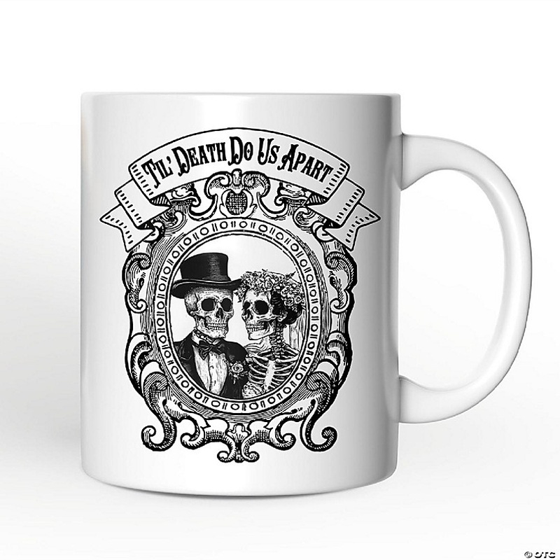 Vintage Skeleton Lovers Til' Death Do us Apart Mug, Classic Antique Halloween Gift for Couples, OrnamentallyYou