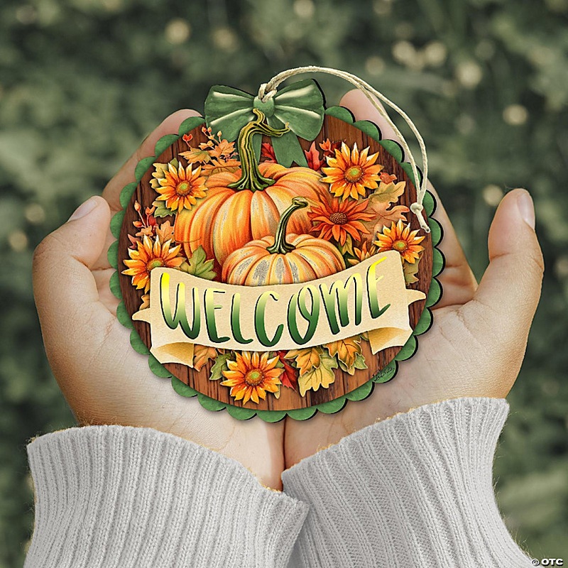 Welcome Wooden Ornaments By G. Debrekht - Thanksgiving Halloween Decor