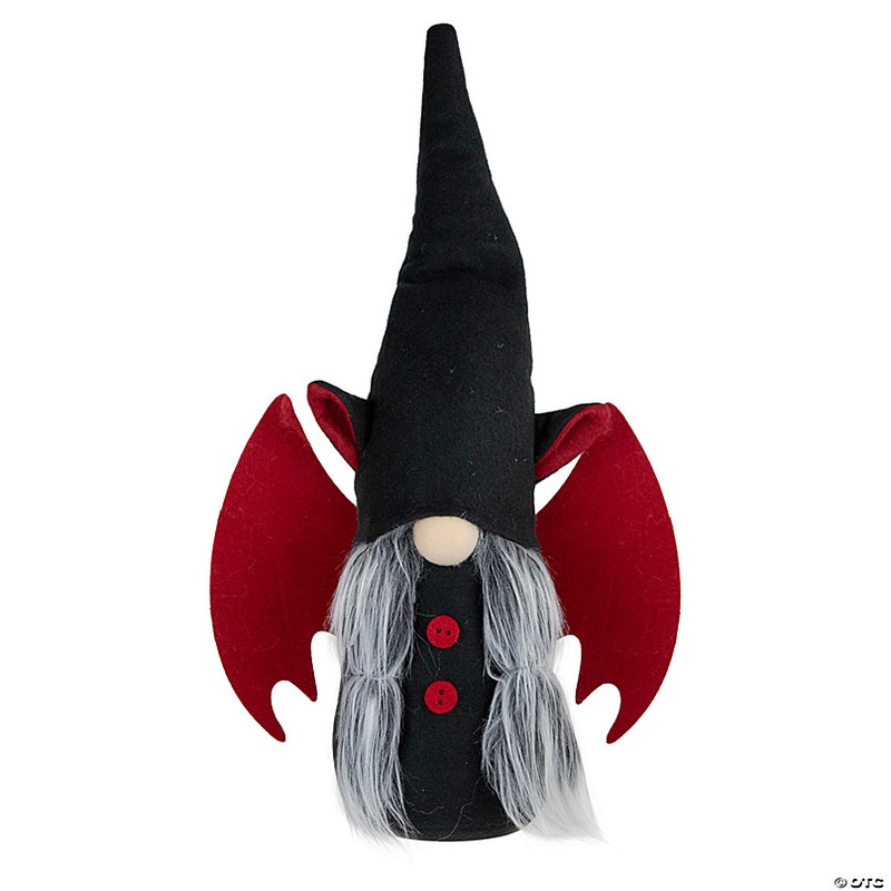 17 Black and Red Halloween Girl Gnome with Bat Wings