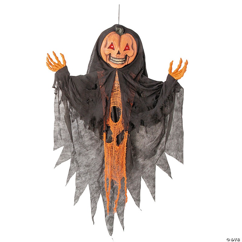 47 1/4 Shaking Hanging Orange Pumpkin Man Halloween Decoration