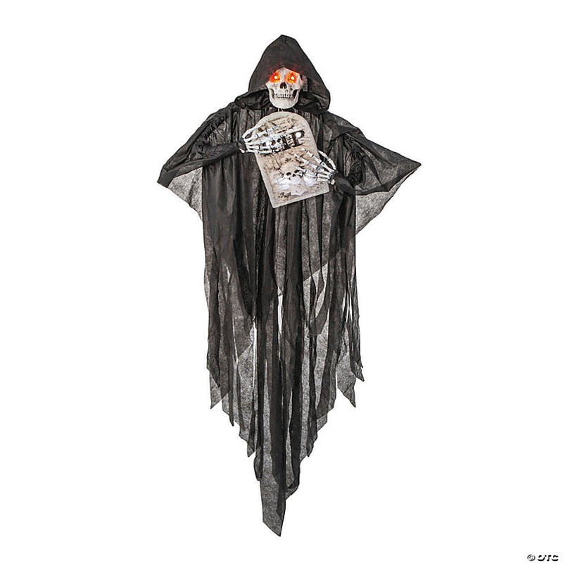 5 Ft. 2 Sonic Hanging Skeleton Reaper with Tombstone Halloween Decoration