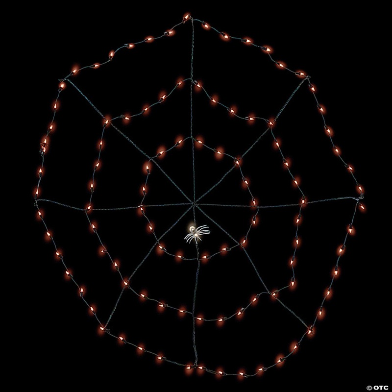 5' Lighted Orange and Black Spider in Web Halloween Decoration  Black Wire