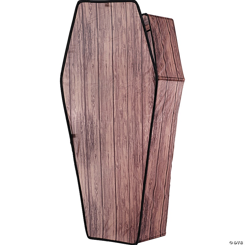 60 Wooden-Look Brown Coffin With Lid Halloween Decoration