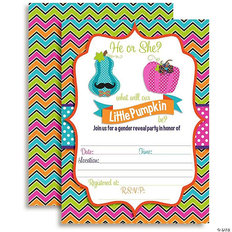 AmandaCreation Pumpkin Gender Reveal Invites 40pc.