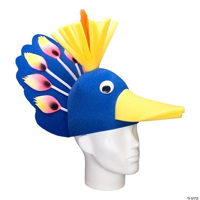 Foam Party Hats Peacock Hat - Photo Booth Prop - Party Favors -Halloween - Crazy Hat Day