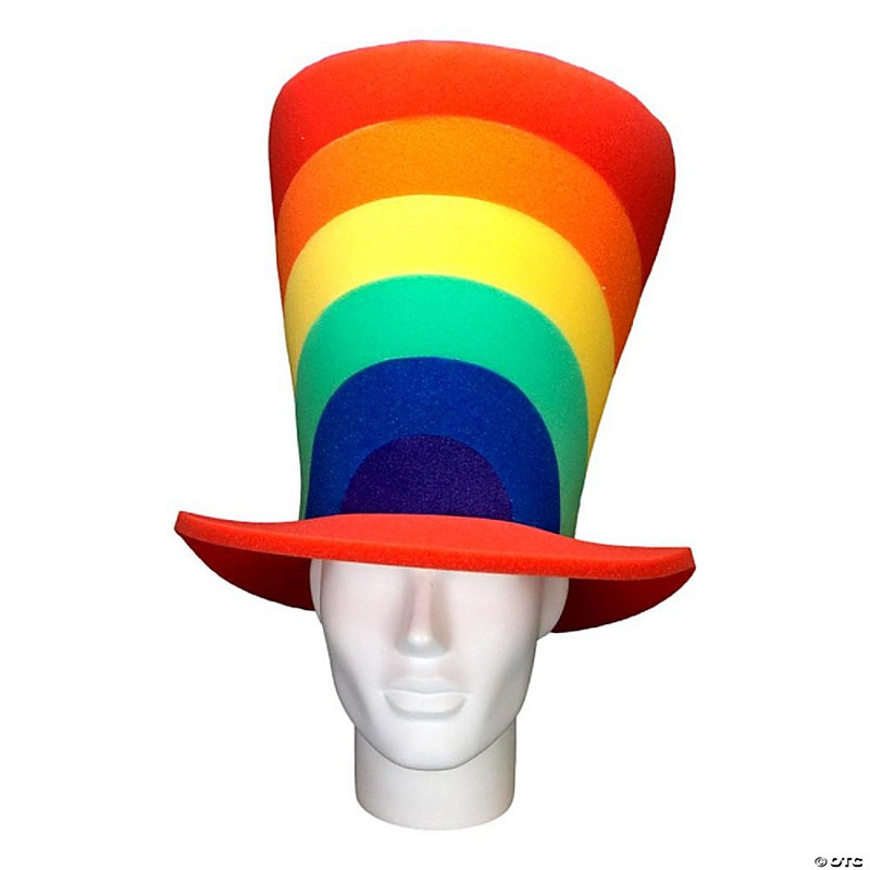 Foam Party Hats Pride Rainbow Wide Top Hat - Photo Booth Prop - Party Favors -Halloween - Crazy Hat Day