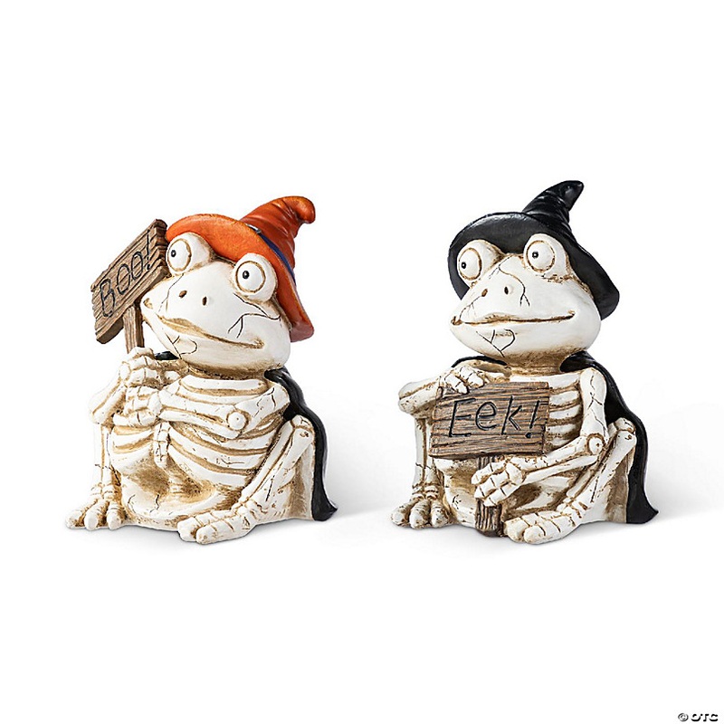 Glitzhome S/2 7H Halloween Resin Skeleton Frogs Table Decor