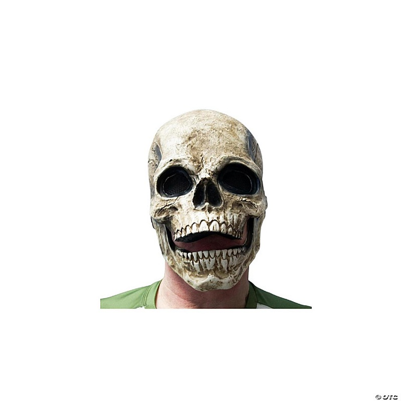Latex Moving Mouth Skull Adult Costume Mask  One Size