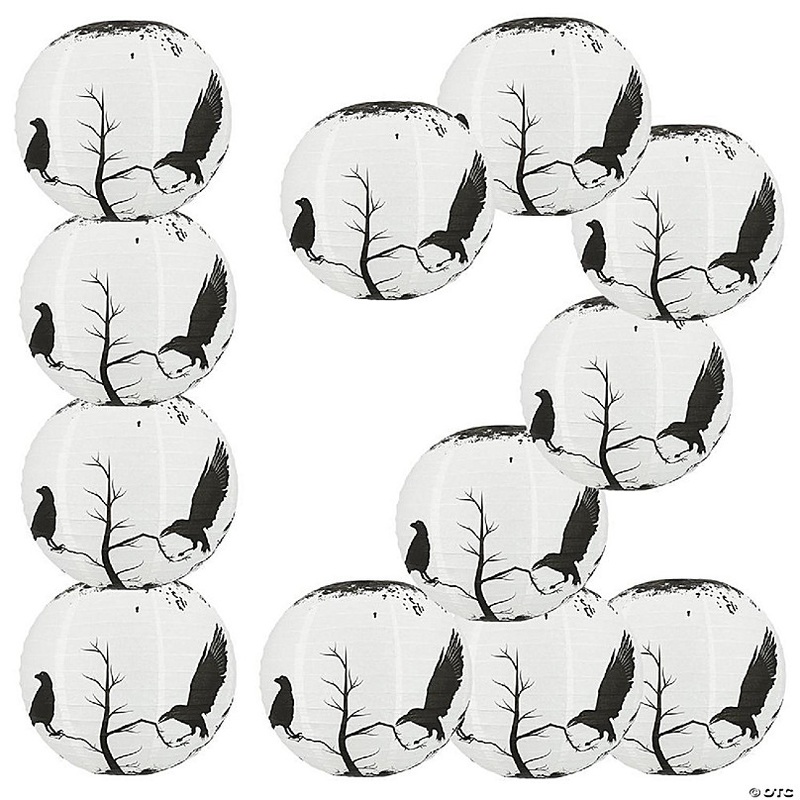 PaperLanternStore 12 PACK 14 Halloween Crows Scary Black Birds Paper Lantern