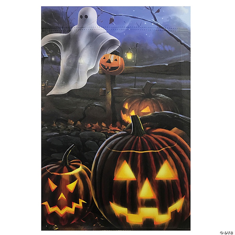 Pumpkins and Ghost Spooky Halloween Outdoor House Flag 28 x 40