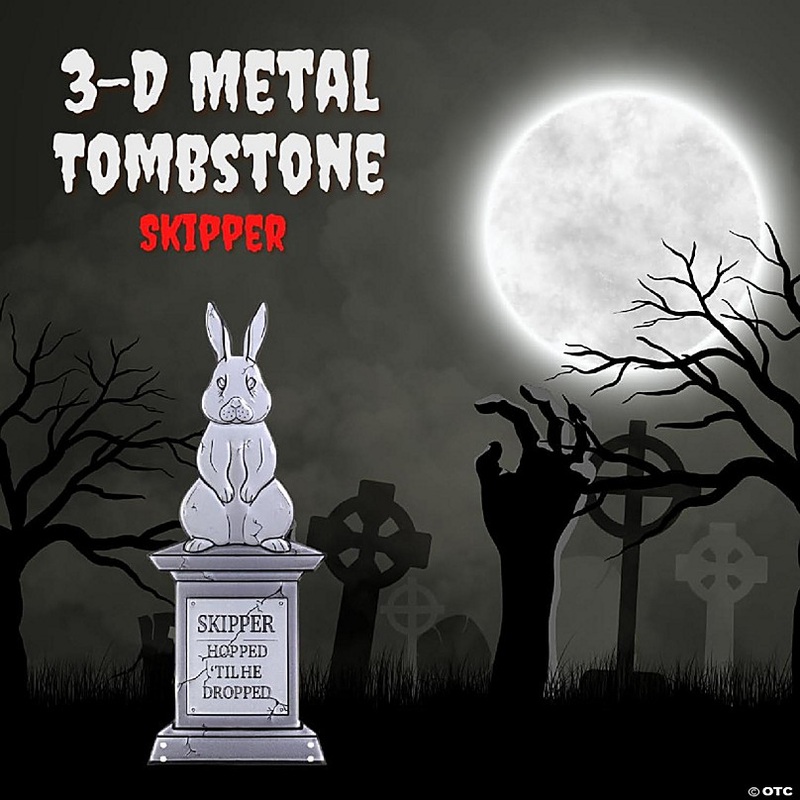 SCS Direct 3D 17 Metal Ghost Tombstone- Skipper-Weather Rust Proof, UV Printed-Upgrade Your Halloween Spooky Mansion Party, Haunted Cemetery Lawn Decor