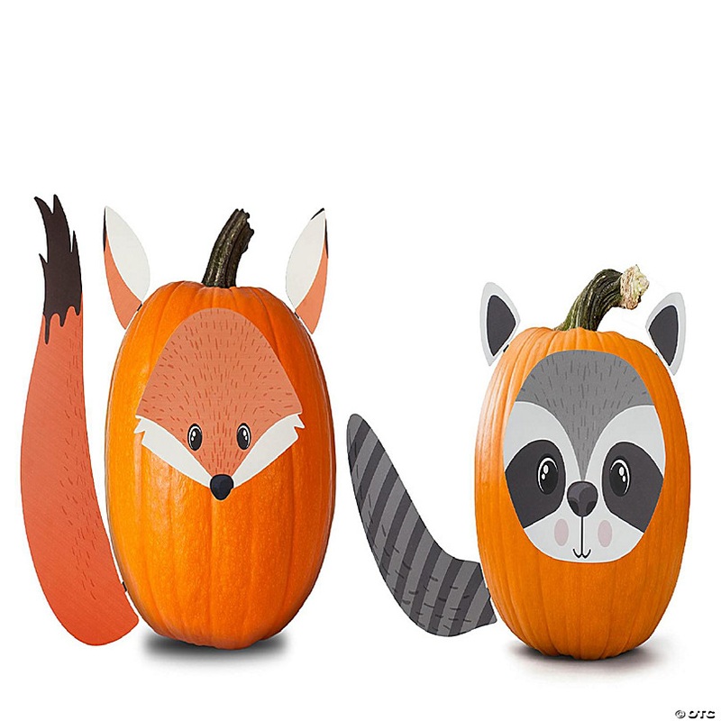 Woodland Friends Pumpkin Decorating Kit, 8pc Reusable Metal Accessories