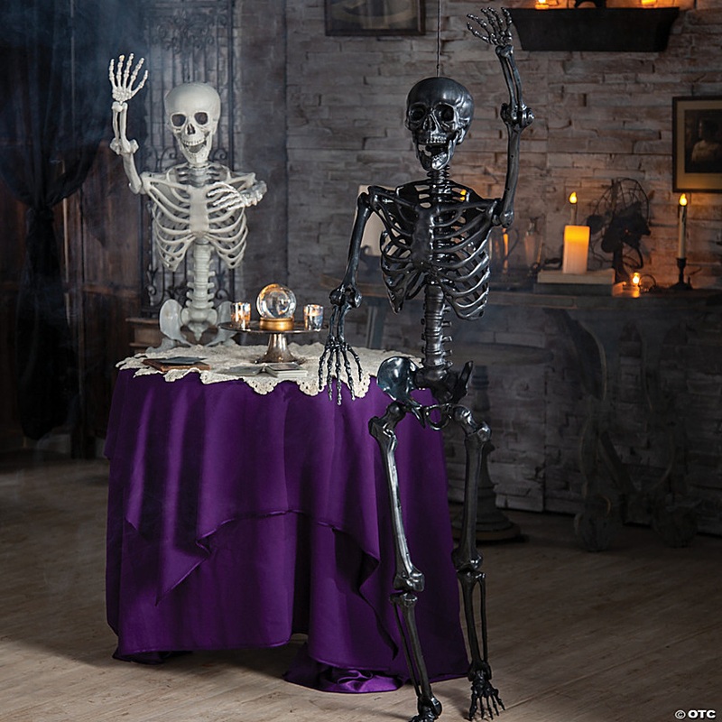 5 Ft. Life-Size Posable Black Skeleton Halloween Decoration