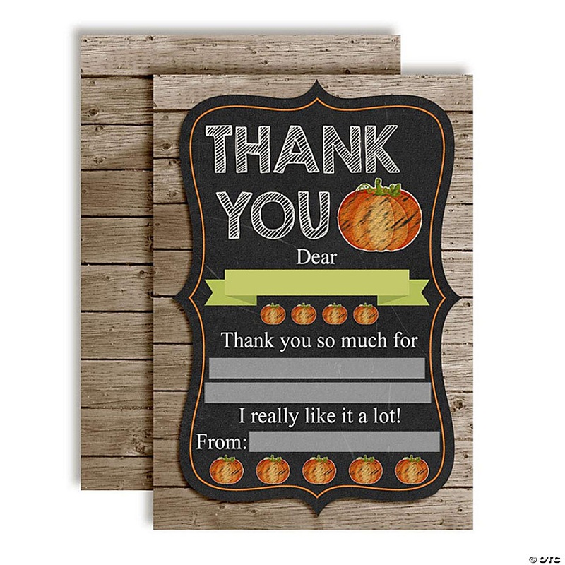 AmandaCreation Chalkboard Pumpkin Thank You Cards 20pcs.