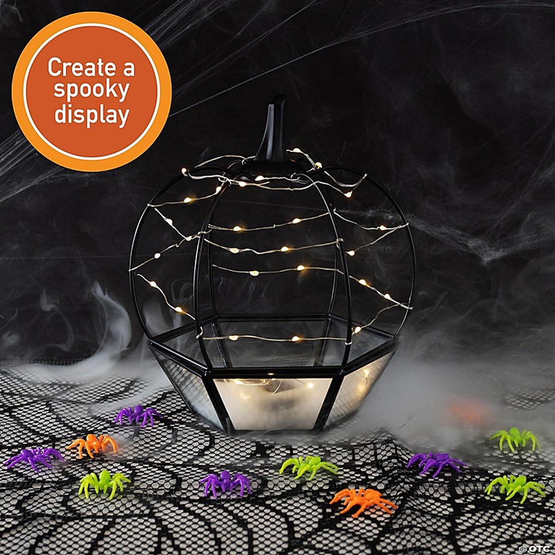 D'Eco Glass Pumpkin Plant Terrarium (7x7x8) - Indoor Tabletop Black Geometric Planter Decor -Halloween Decor for Fall