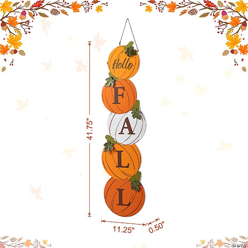 Glitzhome 41.75H Fall and Christmas Double Sided Wooden Pumpkin and Ornament Porch Sign