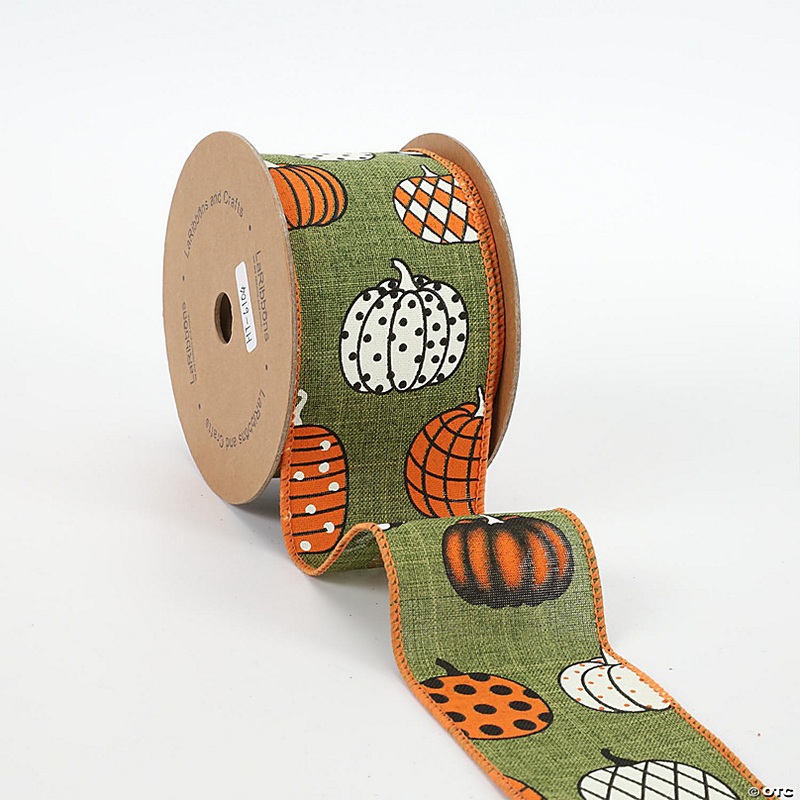 LaRibbons 2 1/2 Wired Ribbon - Multi Pumpkin Green/Multi - 10 Yard Roll