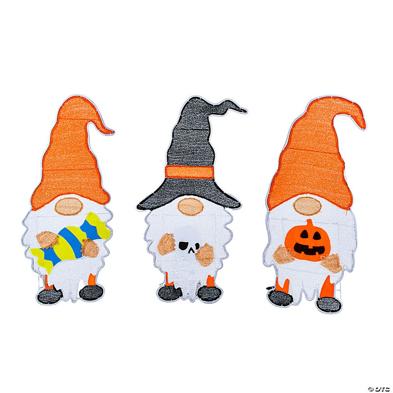 National Tree Company 30 in. Halloween Gnome Trio with LED Light Strips