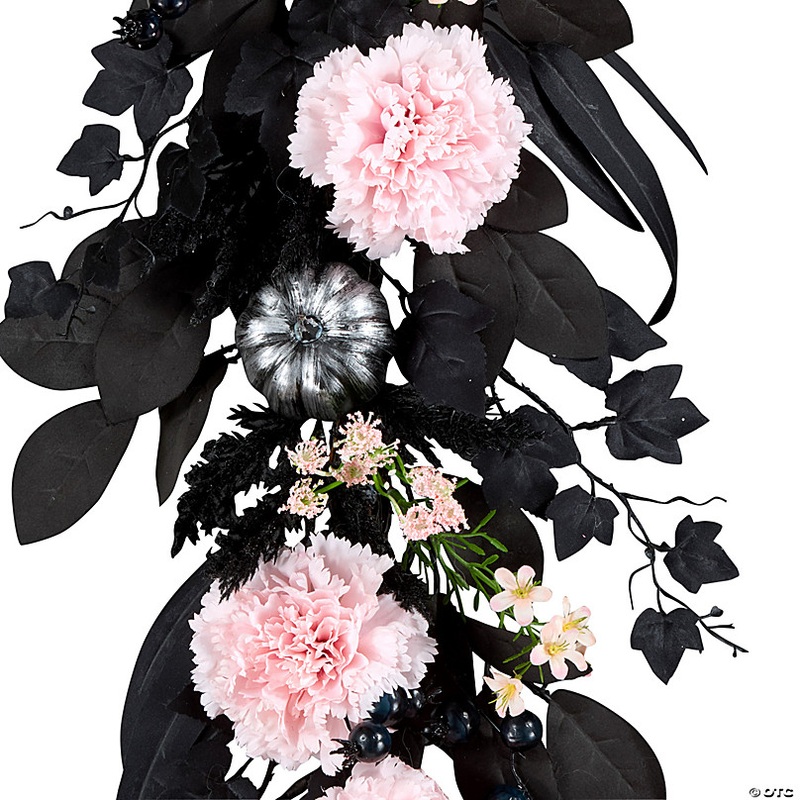 National Tree Company 6 ft. Artificial Pretty Morbid Pink Carnation Halloween Wreath