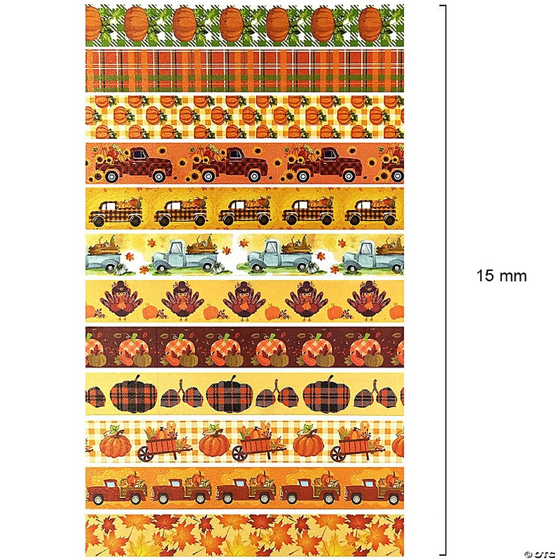 Wrapables Decorative Washi Tape (12 Rolls), Pumpkin Fun