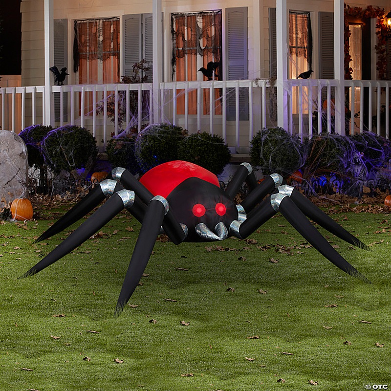 14 Ft. 6 Airblown Blowup Inflatable Black & Red Spider with Fire & Ice Projection Halloween Outdoor Yard Decoration