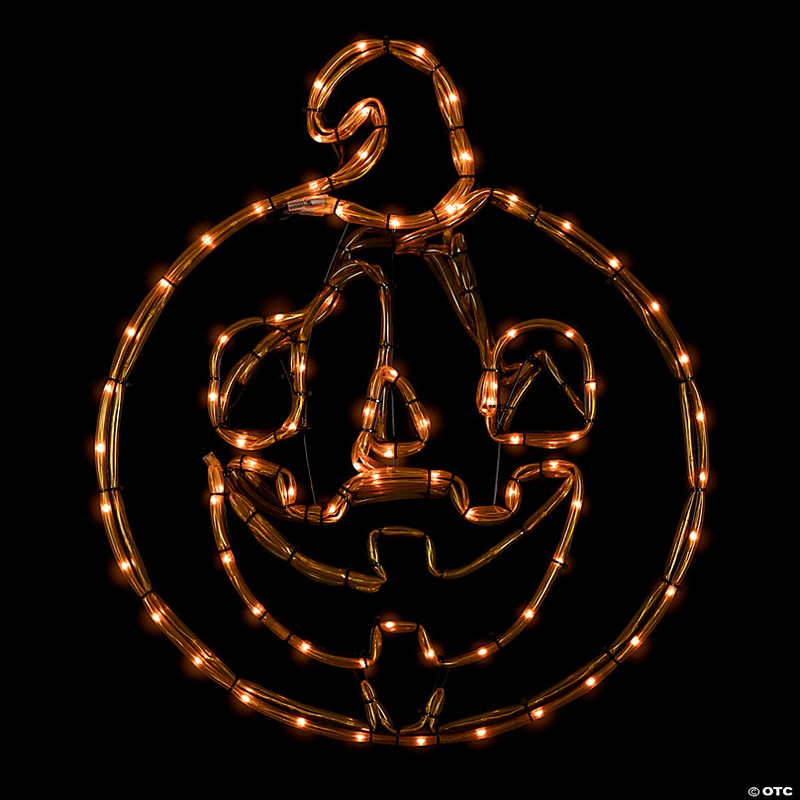 18 Orange Jack O Lantern 4 Function LED Lighted Halloween Window Silhouette