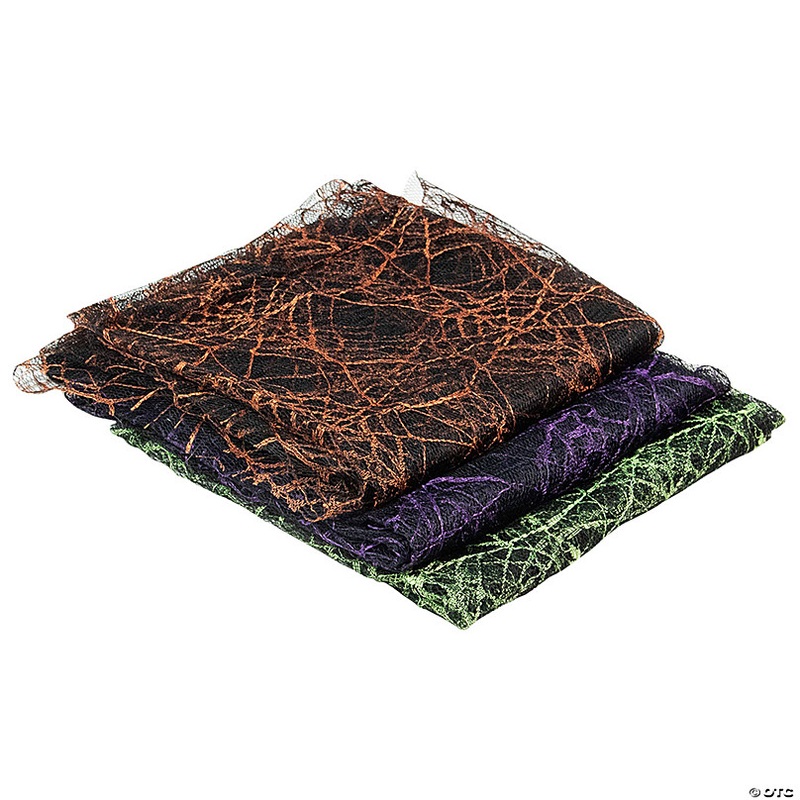 3pc Purple  Orange and Green Spiderweb Halloween Decorations  6ft