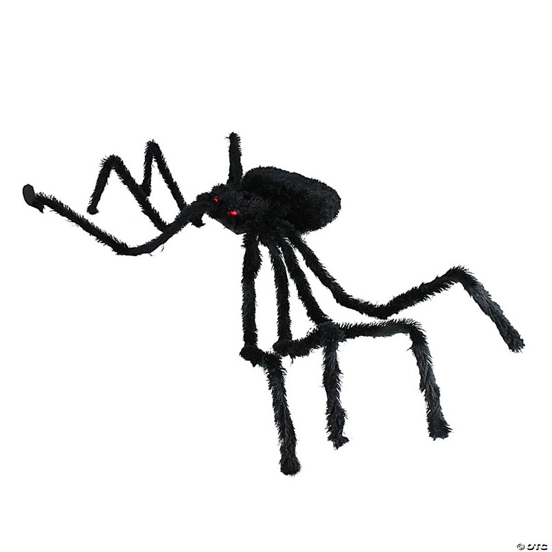 44 Pre-Lit Black Spider with Red Eyes Halloween Decoration
