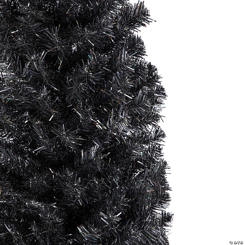 6' Charcoal Brown Iridescent Slim Artificial Tinsel Halloween Tree  Unlit