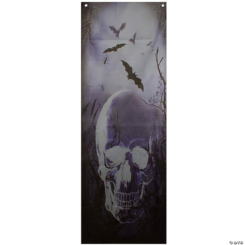 70.75 Spooky Blue Skull Graveyard Halloween Door Decoration