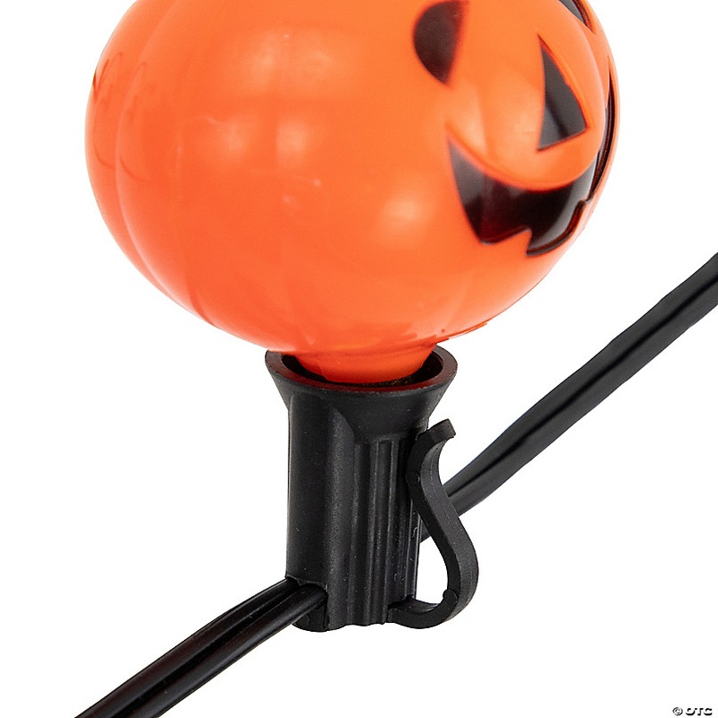 7ct Jack O' Lantern Halloween Bubble Lights  6ft Black Wire