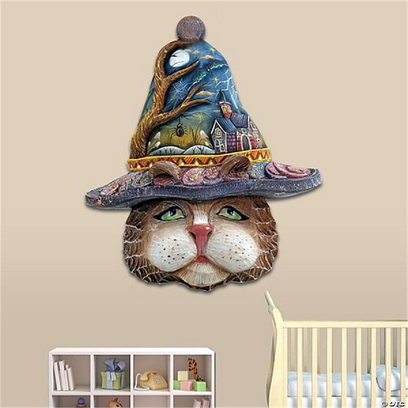 8161039 Halloween Eve Cat Wooden Ornament Set of 2