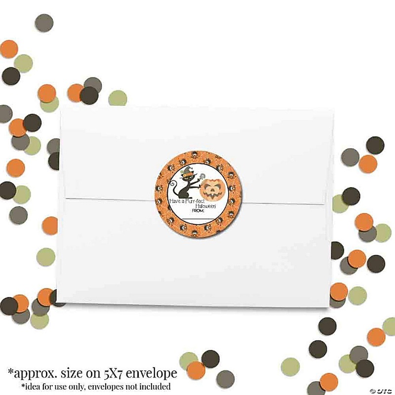 AmandaCreation Cat with Pumpkin Envelope Seals 40pc.