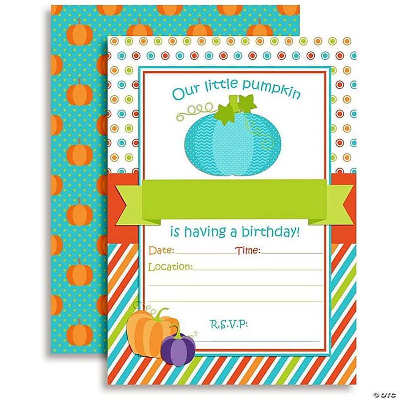 AmandaCreation Pumpkin Birthday Boy Invites 40pc.