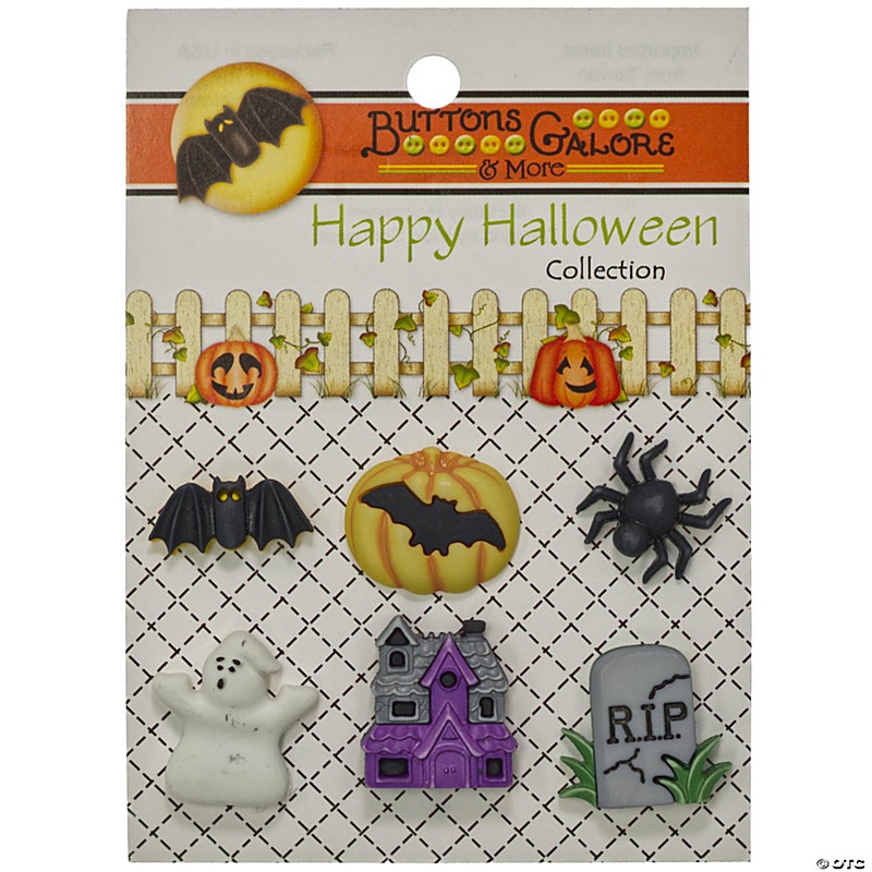 Buttons Galore and More Halloween Craft & Sewing Buttons - Happy Hauntings - 18 Buttons