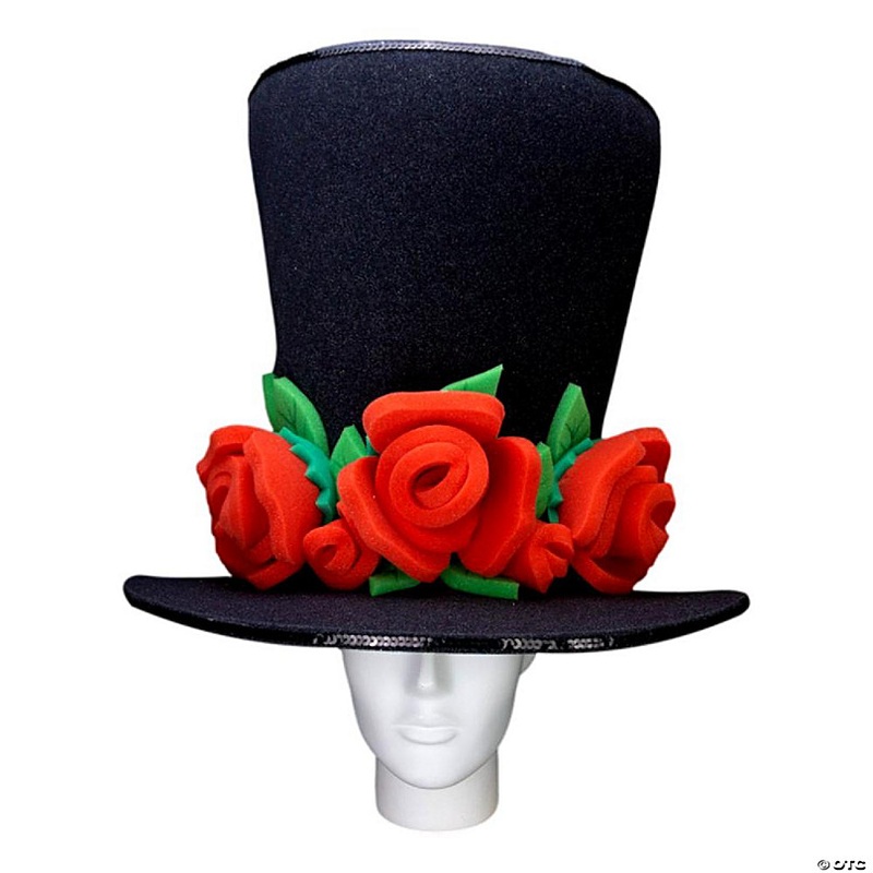 Foam Party Hats Red Roses Black Bride Hat - Photo Booth Prop - Party Favors -Halloween - Crazy Hat Day