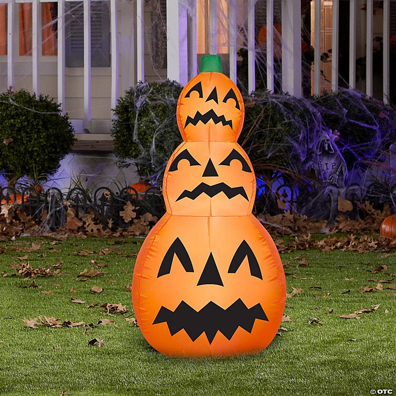 Gemmy Airblown Pumpkin Stack Scene  3.5 ft Tall  orange
