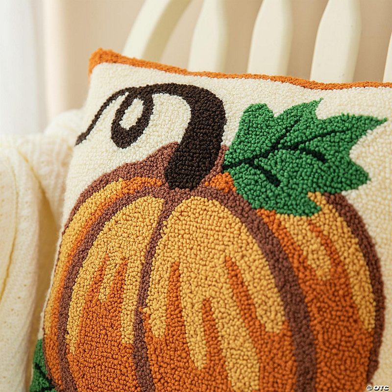 Glitzhome 14''H Fall Hooked Pumpkin Pillow
