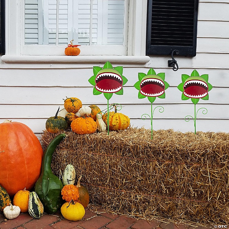 Glitzhome 24H S/3 Halloween Metal Chomper Yard Stake (KD)