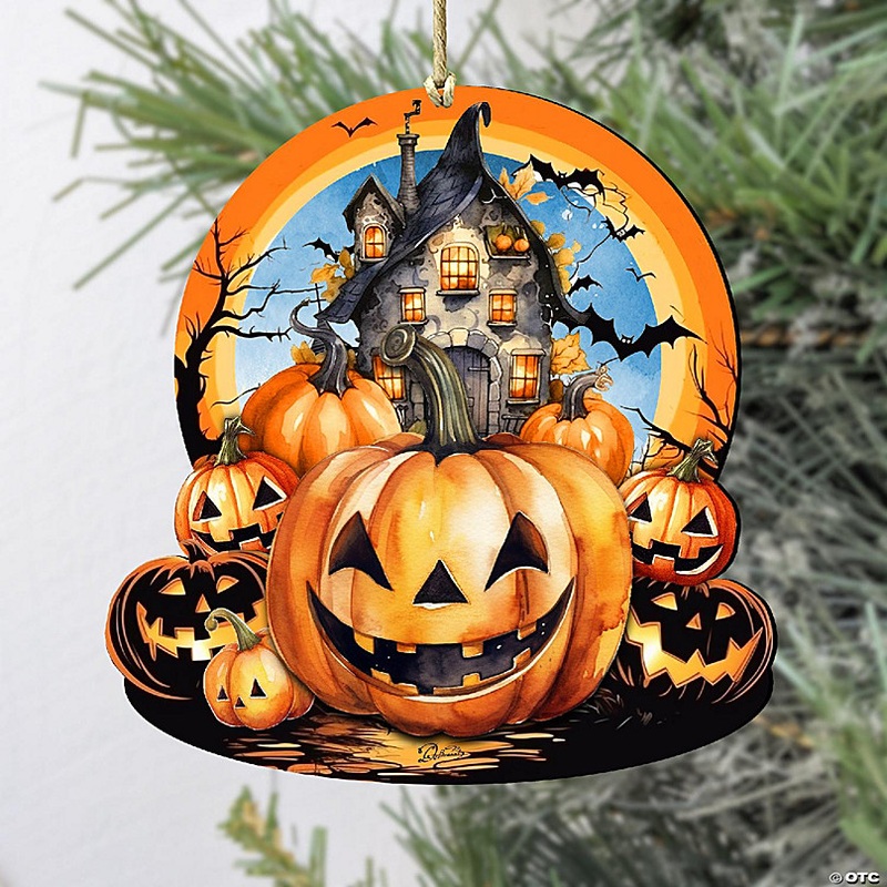 Haunted House Wooden Ornaments By G.Debrekht - Halloween Decor