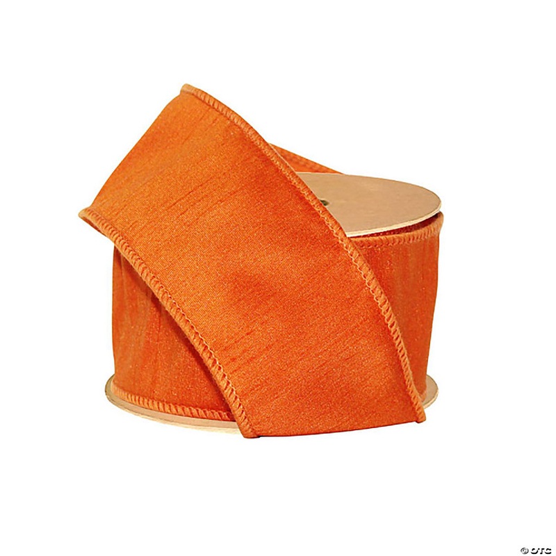 LaRibbons 2 1/2 Wired Dupioni Ribbon - Pumpkin - 10 Yard Roll