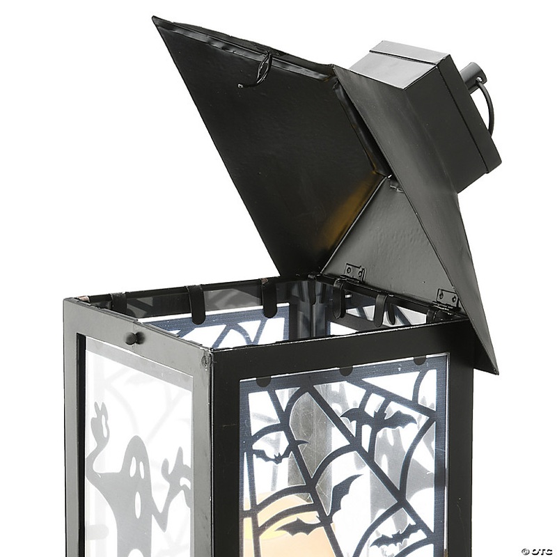 National Tree Company 16 Halloween Lantern with LED Lights, Carved Images of Ghosts and Cobwebs